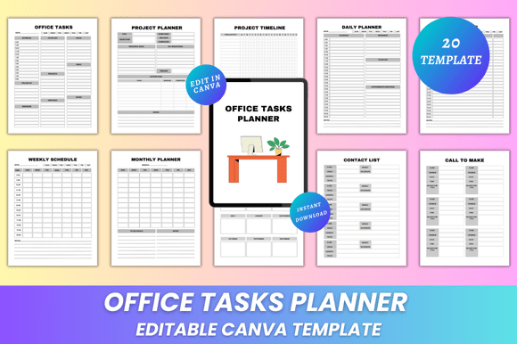 Download Office Tasks Planner Canva KDP Interior - Premium Resources