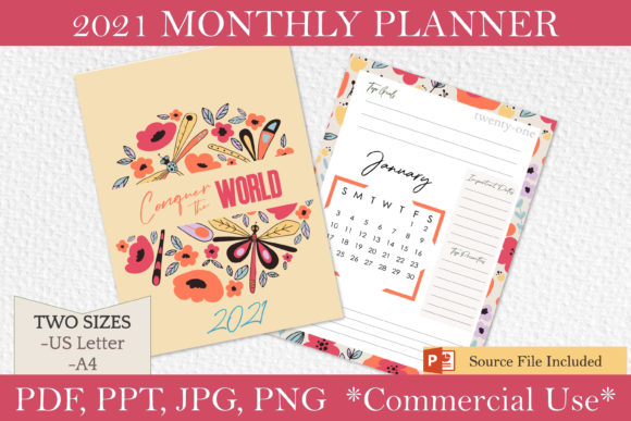 Download 2021 Monthly Planner Printables / Floral - Planner printables Collection