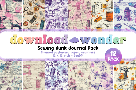 Download Sewing Junk Journal Seamless Paper Pack - Premium Resources