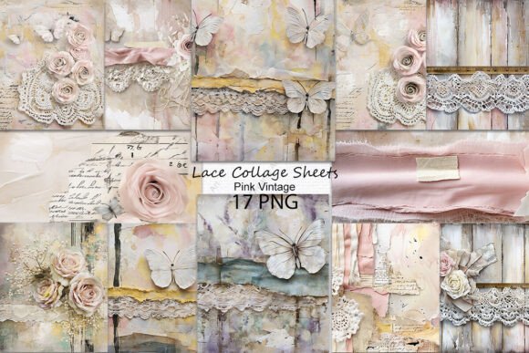 Download Pink Vintage Lace Collage Sheets - Pink Collection