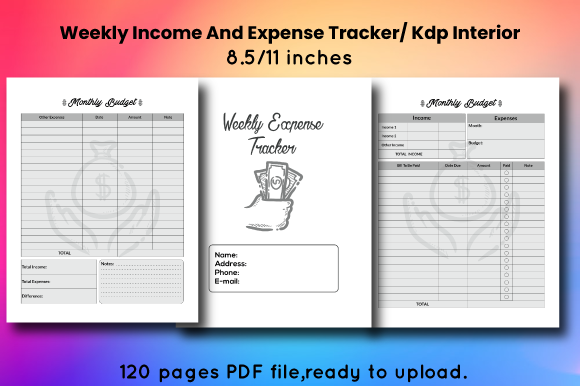 Download Weekly Income &amp; Expense Tracker for Kdp - Expense tracker Collection