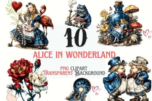 Download Alice Wonderland Bundle 10 PNG Set - Alice Collection