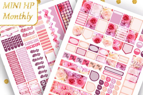 Download Pink Roses Mini Happy Planner Monthly - Pink Collection