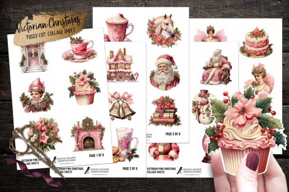 Download Pink Victorian Christmas Fussy Cuts - Pink Collection