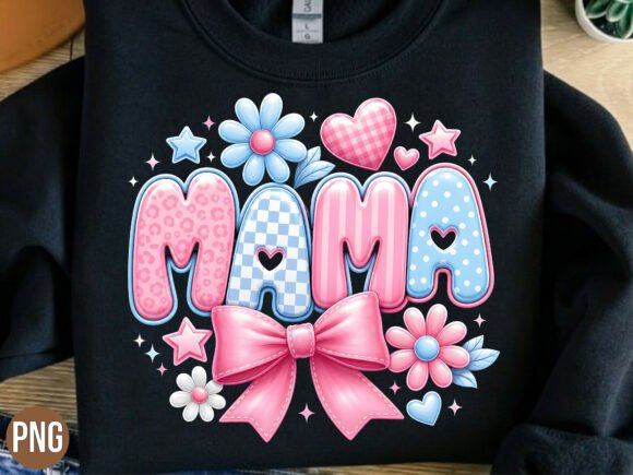 Download Cute Mama Pink Bow Floral PNG T-Shirt - Pink Collection