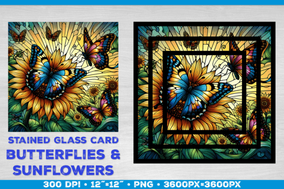 Download Stained Glass Cards Sunflowers - Premium Resources