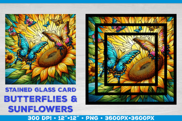 Download Stained Glass Cards Sunflowers - Premium Resources