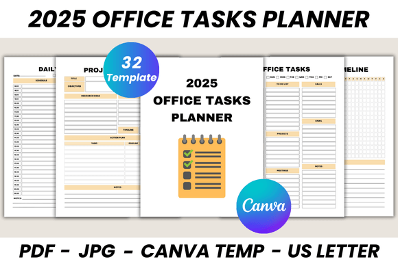 Download 2025 Office Tasks Planner Canva Template - Premium Resources
